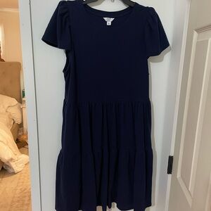 Crown and Ivy Navy Tiered Short Sleeve Dress size L